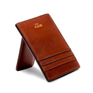 Bosca deluxe front pocket wallet dark brown NIB; Bosca leather wallet
